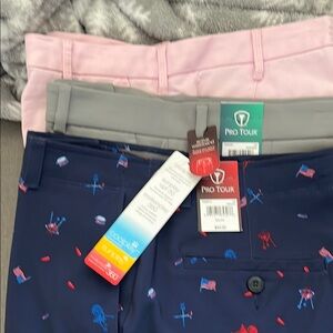 Pro Tour Navy Golf Shorts with Patriotic Print